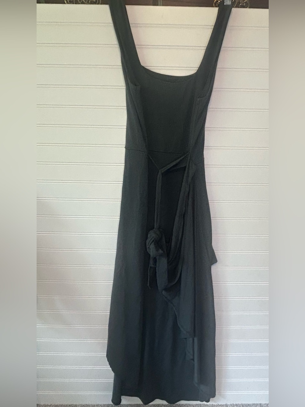 Quince Dark Olive Tencel Jersey Side Tie Dress Sleeveless Midi Wrap sz S - Picture 3 of 6